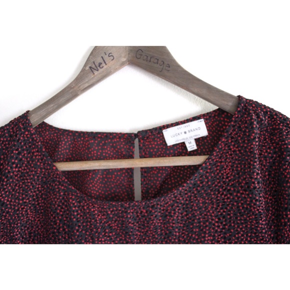 Lucky Brand Red Dot Ruffle Bell Sleeve Blouse M - Picture 4 of 8